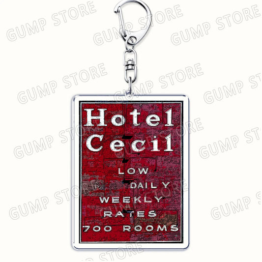 Haunted Hotel Hotel Cecil Sign Keychain
